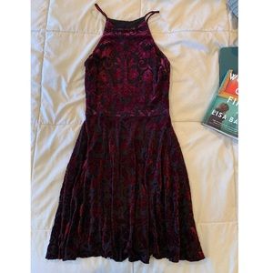 Lord & Taylor Velvet Patterned Skater Dress